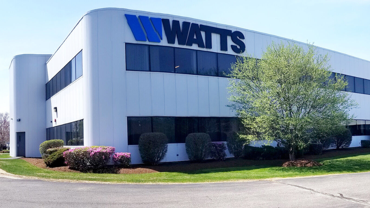 Watts Water Technologies office building with landscaping and exterior branding